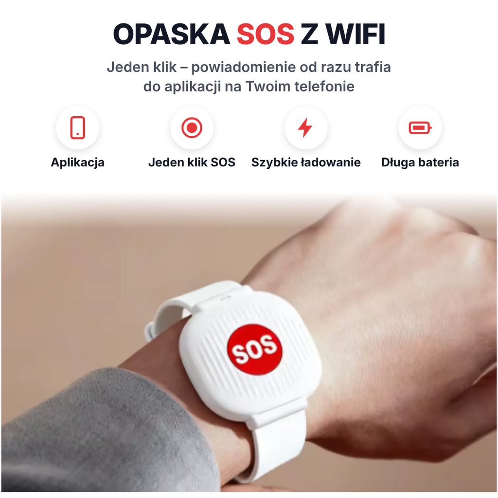Opaska SOS z WiFi dla seniora